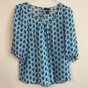 Rue 21 Top Chevron Print Blouse Trendy Retro